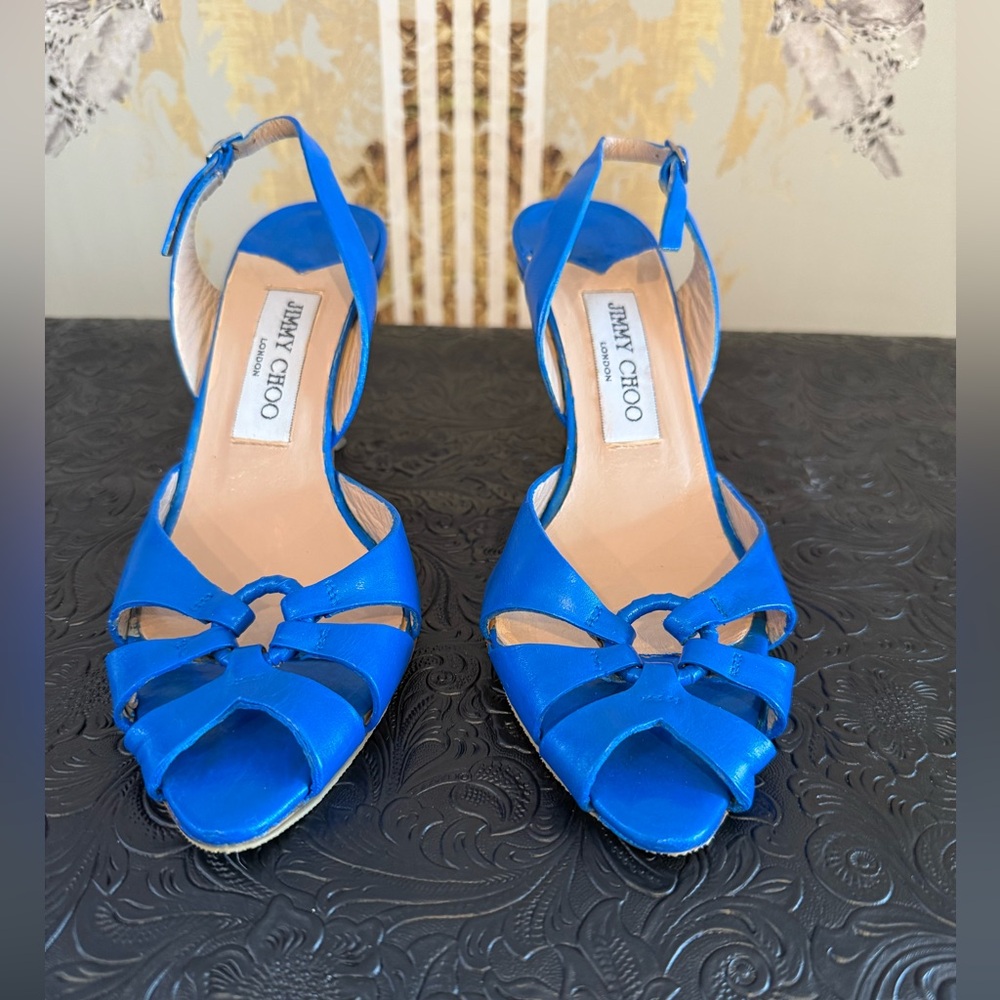 Jimmy Choo Heels in Metallic Blue size 36.5 Italy